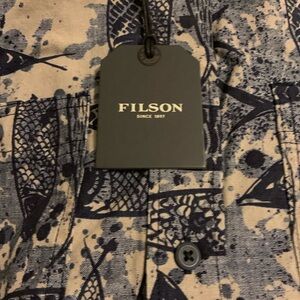 Filson Navy and Beige Artistic Shirts 2 new with tags